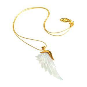 Gold necklaces with mother of pearl angel pendant