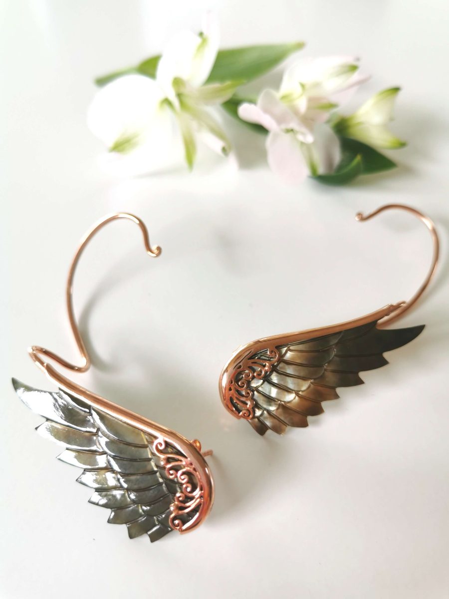 Angel Wing Earrings - Black Rose Earwings from Lalimalu