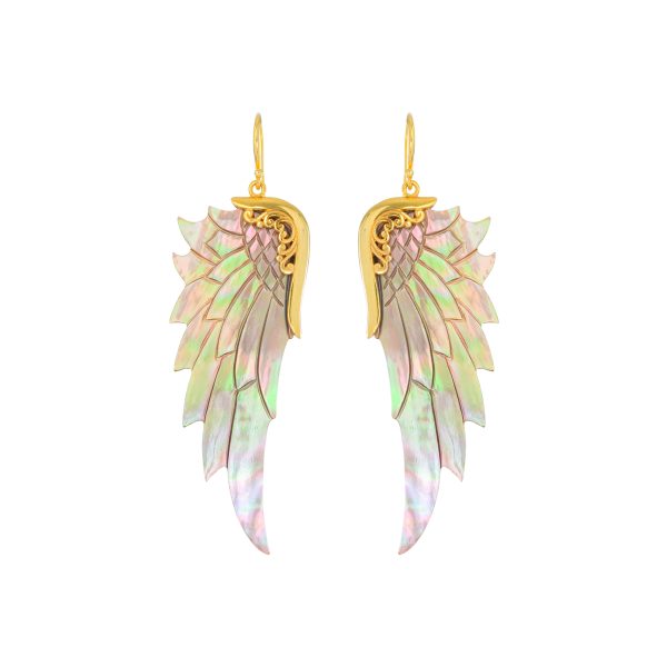 Angel wing earrings - Abalone shell and gold - Lalimalu byTrampenau