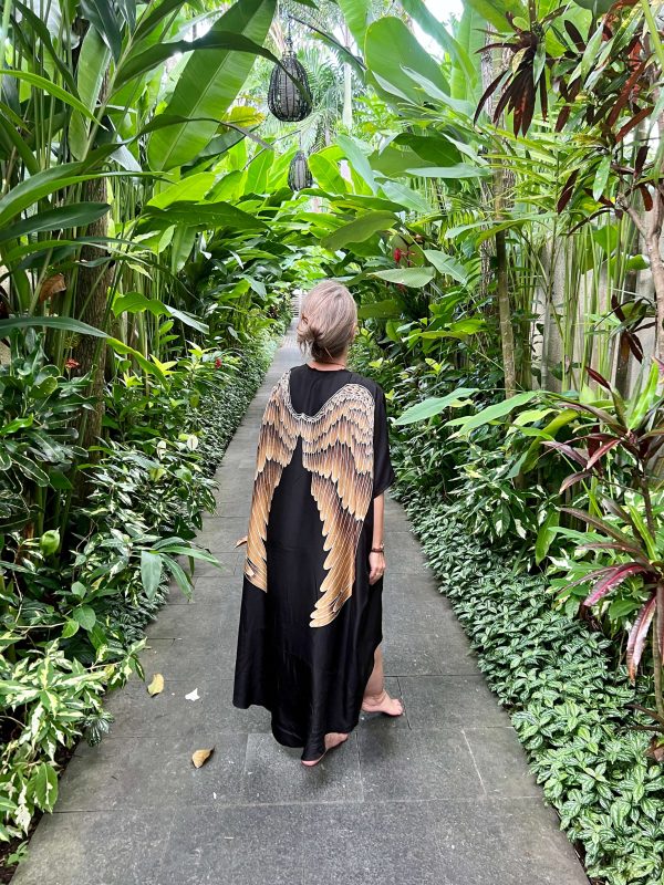 Angel Wing Kaftan Luxe, Black/Caramel Wings - Image 5