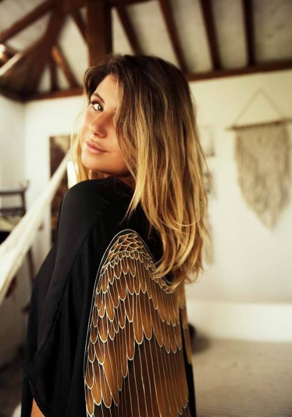 Angel Wing Kaftan Luxe, Black/Caramel Wings - Image 3